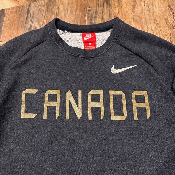 Nike Team Canada Hockey Sweatshirt Men’s Medium Black Gold Olympic Crew - Picture 2 of 15